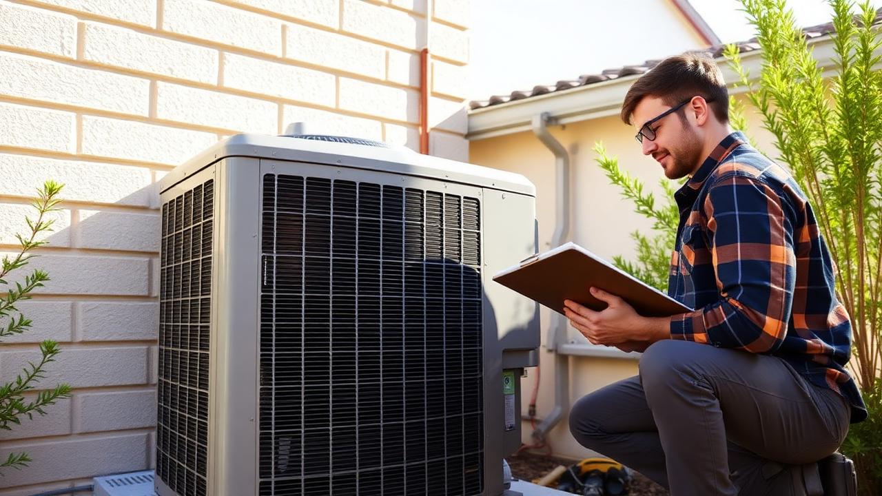 New high-efficiency AC condenser being installed at a Sacramento home